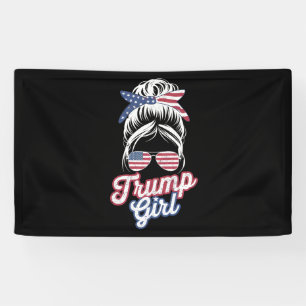 Banderoles Fille Trump Chignon Décoiffé Vintage Drapeau Améri