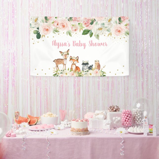 Banderoles Fille Woodland Blush Baby shower Floral (Fête)
