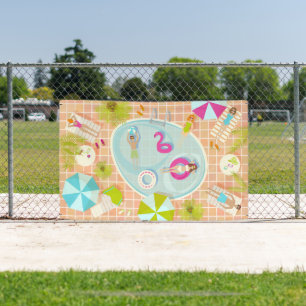 Banderoles Filles en bikini et garçons jouant à un jeu de pis