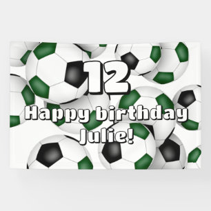 Banderoles Filles garçons vert noir soccer fête d'anniversair