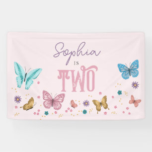 Banderoles Filles mignonne Anniversaire de enfant papillon ro