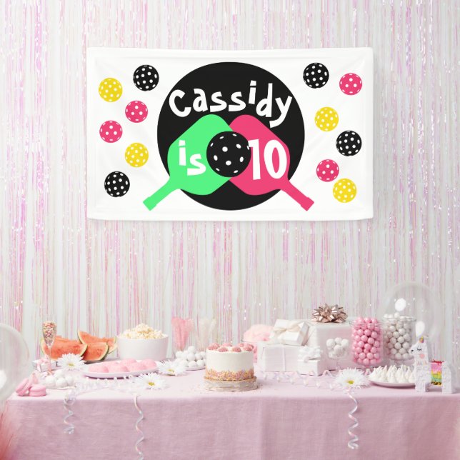 Banderoles Filles pickleball rose et vert (Fête)