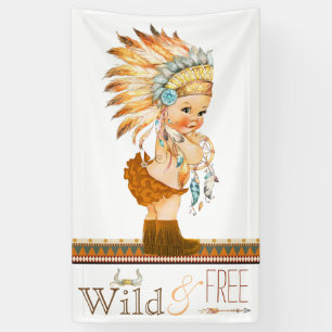 Banderoles Filles Sauvages et Libres Tribal Boho Baby Shower