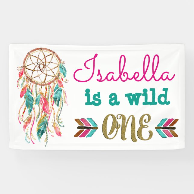 Banderoles Filles Wild One Birthday Banner Tribal 1er Birthda