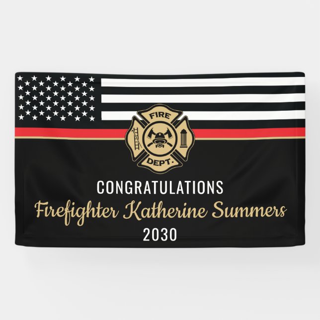 Banderoles  Firefighter Graduation Party Fire Department (Horizontal)