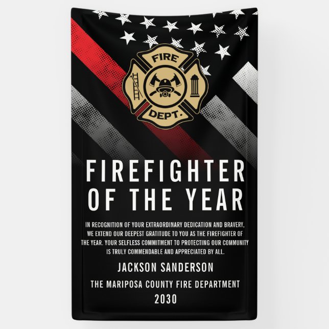 Banderoles Firefighter of the Year Employee Recognition Logo (Vertical)