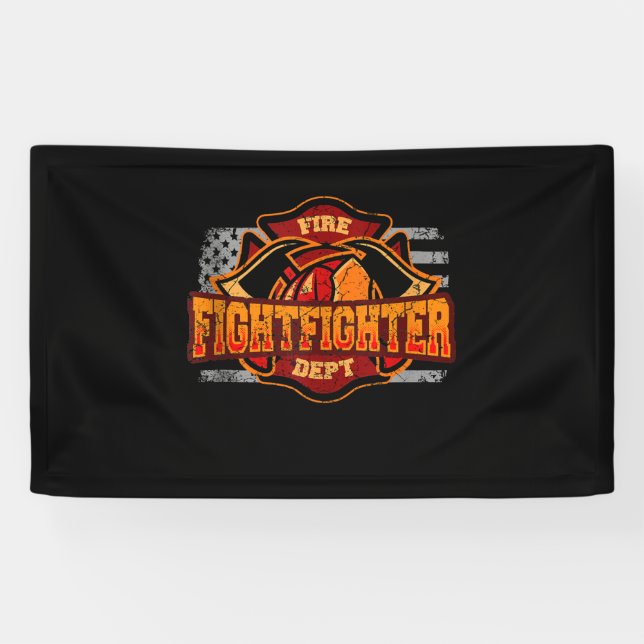 Banderoles Fireman American Flag Red Line (Horizontal)