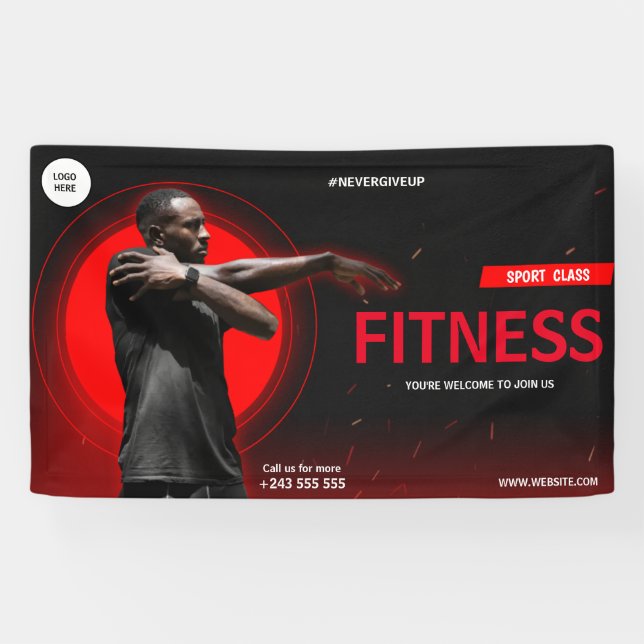 Banderoles fitness gym noir et jaune exercice (Horizontal)