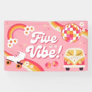 Banderoles Five est Vibe Retro Anniversaire Banner