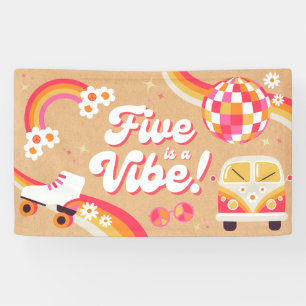 Banderoles Five est Vibe Retro Anniversaire Banner