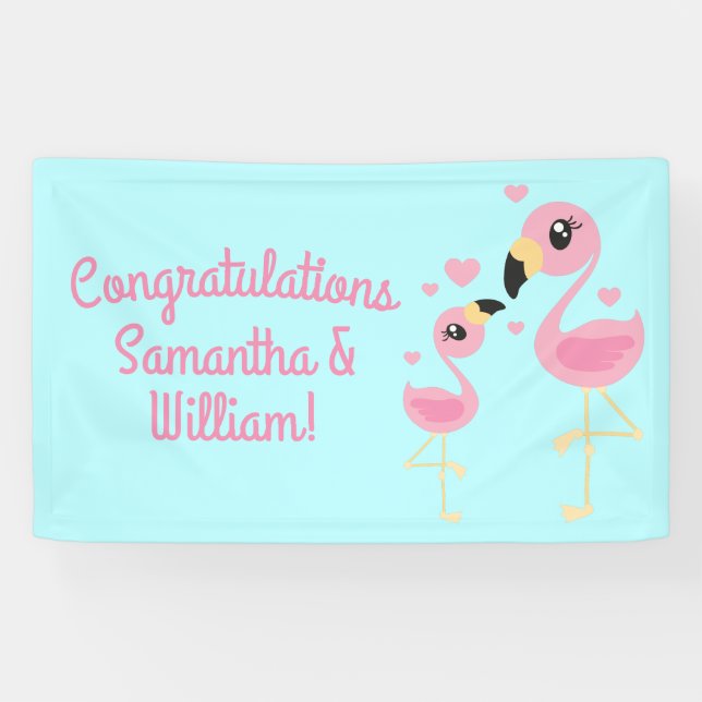 Banderoles Flamant rose Baby shower mignon Tropical (Horizontal)