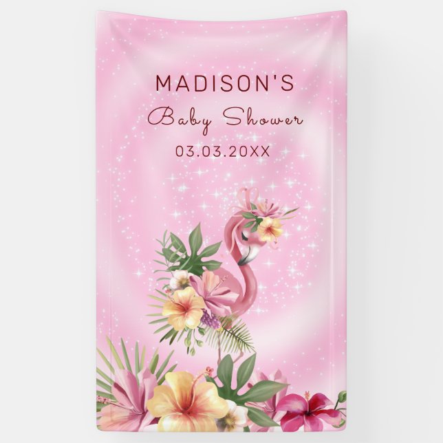 Banderoles Flamant rose en fleurs (Vertical)