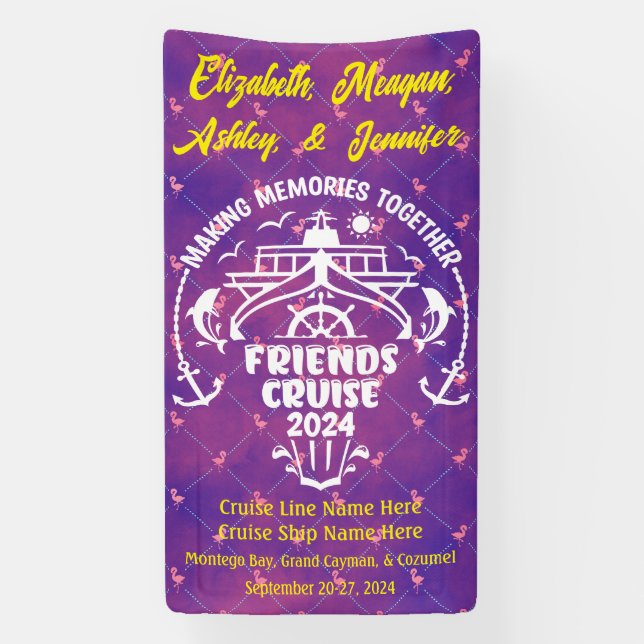 Banderoles Flamant rose Rassembler des souvenirs Croisière Am (Verticale)