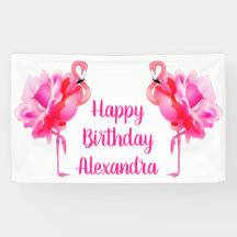 Flamant rose Rose Bonne fête d'anniversaire
