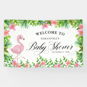 Banderoles Flamant rose Rose Tropical Accueil Au Baby shower