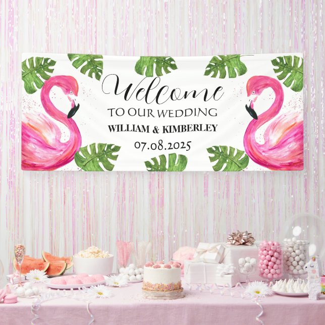 Banderoles Flamant rose rose Tropical Summer Beach Mariage (Fête)