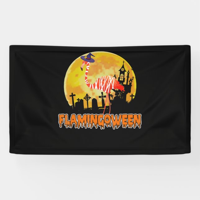 Banderoles Flamingo | Flamingoween Funny Witch Halloween (Horizontal)