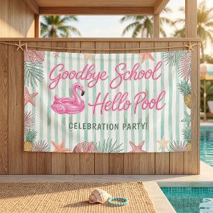 Banderoles Flamingos Rayures Au Revoir École Bonjour Piscine