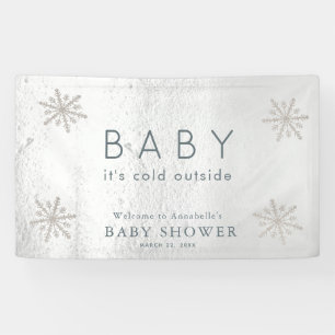 Banderoles Flammes de neige argentées Baby shower de neige bl