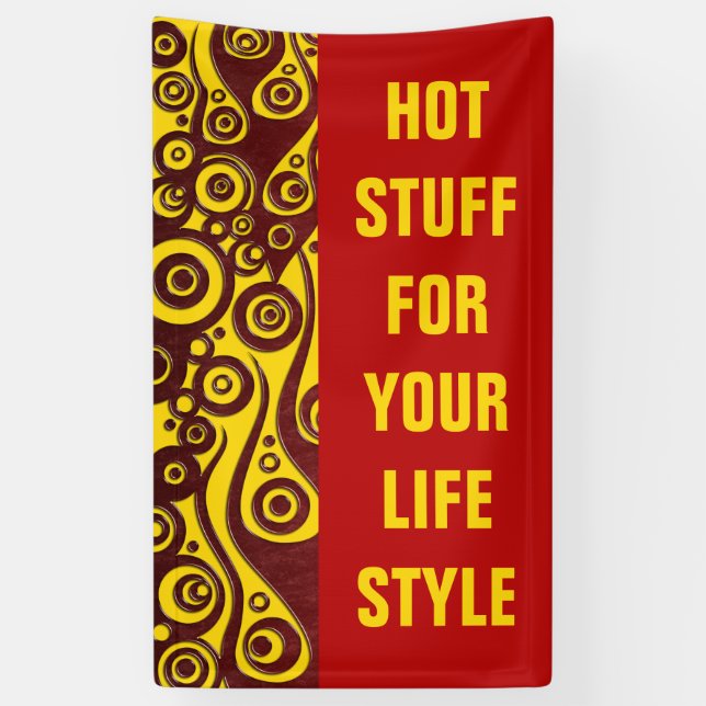 Banderoles Flammes de tatouage & cercles rouge + votre dos. & (Vertical)