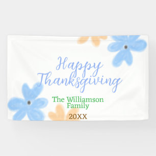 Banderoles Fleur d'aquarelle bleu orange vert hiverMerci