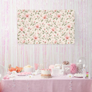 Banderoles Fleur de cerisier rose tendre motif floral sans co