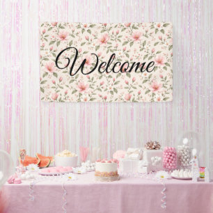 Banderoles Fleur de cerisier rose tendre motif floral sans co