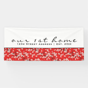 Banderoles Fleur de cerisiers rouges et blancs Notre premier