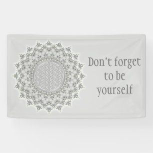 Banderoles Fleur de la vie - Fractal Mandala gris vert