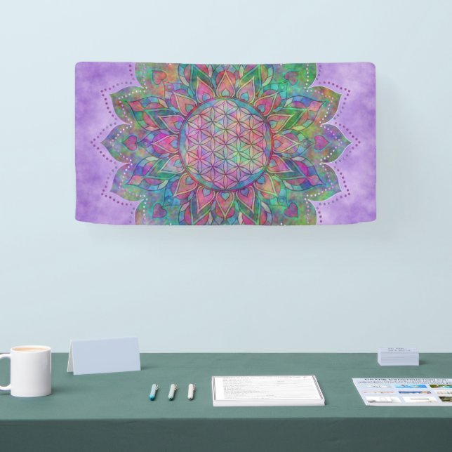 Banderoles Fleur de la vie - Indien Mandala 7c (Salon professionnel)