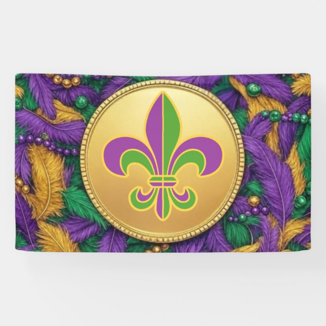Banderoles Fleur de lis du Mardi Gras (Horizontal)