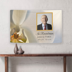 Banderoles Fleur d'orchidée blanche Fête de la vie funéraire