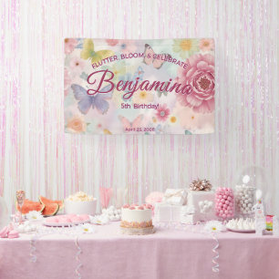 Banderoles Fleur papillon Célébration Fille Fête Rose Violet