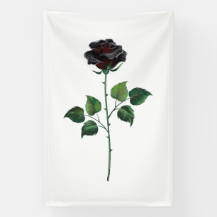 Banderoles Fleur rose noire