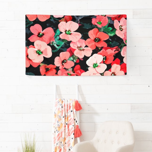 Banderoles Fleur rouge aquarelle (En situation)
