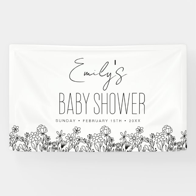 Banderoles Fleur sauvage Boho Baby shower Moderne Élégant (Horizontal)