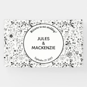 Banderoles Fleur sauvage Monochrome Mariage moderne