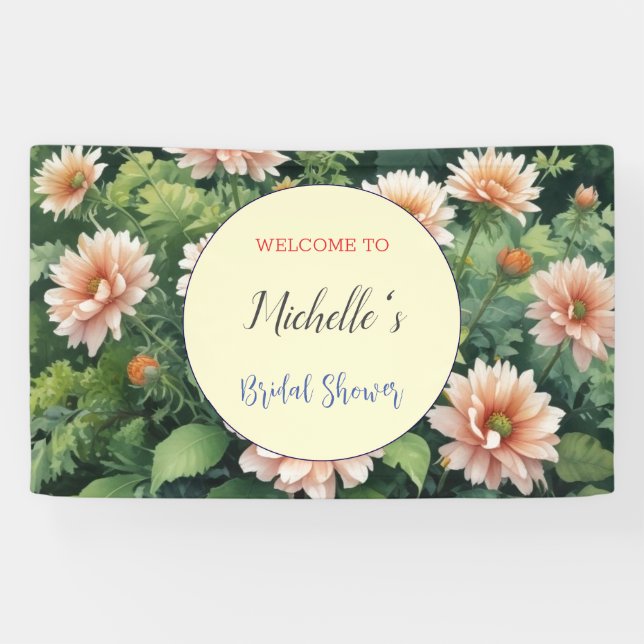 Banderoles Fleurs à l'aquarelle Douce Mariage  (Horizontal)