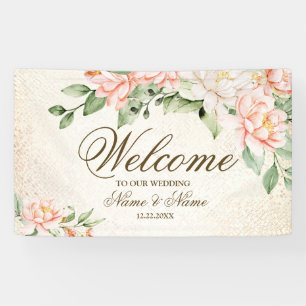 Banderoles Fleurs blanches à l'aquarelle de fête élégante