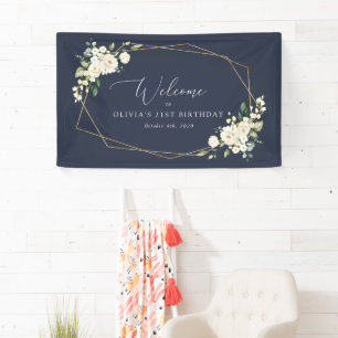 Banderoles Fleurs blanches, Fleurs de crème, Accueil d'annive