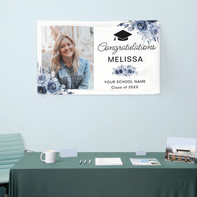 Banderoles Fleurs bleues de la Marine Félicitations (Salon professionnel)