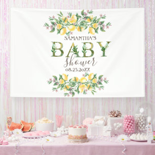 Banderoles Fleurs botaniques aquarelles Citrons Baby Shower