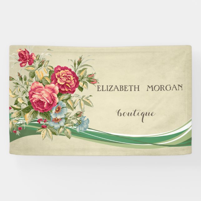 Banderoles Fleurs Chic Moderne Élégant (Horizontal)