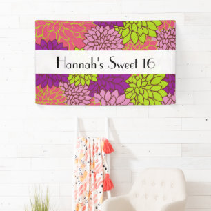 Banderoles Fleurs Dahlia, Fleurs colorées, Douce 16