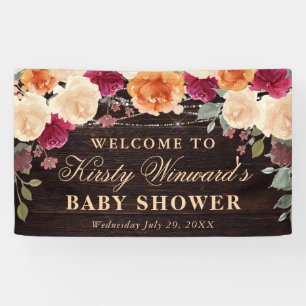 Banderoles Fleurs d'automne rouges et oranges Baby Shower