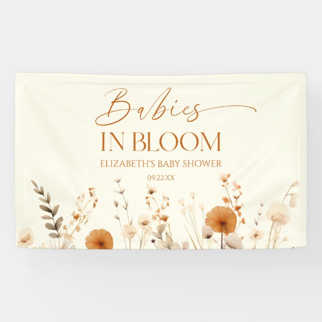 Banderoles Fleurs de Bébés Bohèmes en Fleur Jumeaux Baby Show (Horizontal)