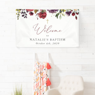 Banderoles Fleurs de Bourgogne, Fleurs Roses, Bienvenue au Ba