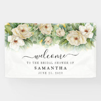 Banderoles Fleurs de Magnolia Blanches pour Baby Shower