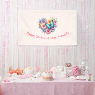 Banderoles Fleurs de marguerite avec un joyeux anniversaire d