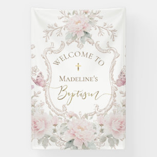 Banderoles fleurs de prairie à l'aquarelle Bienvenue au baptê